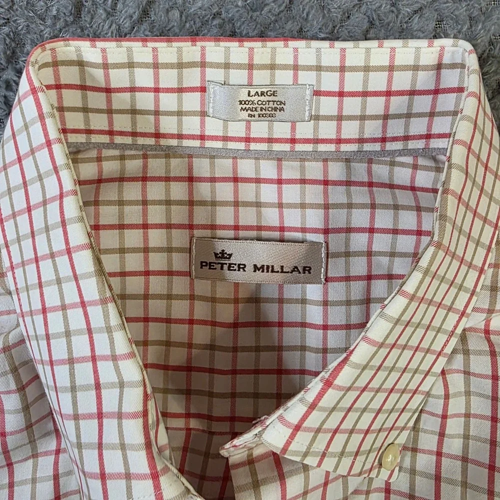 Peter Millar Men's Large Plaid Button Down Shirt Cotton Long Sleeve Golf‎ Casual - Picture 4 of 9